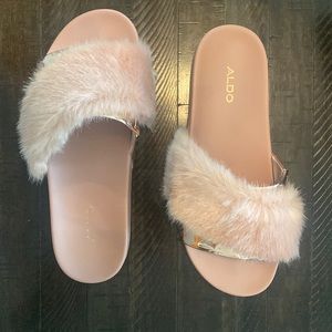 ALDO Mauve Furry Sandals.